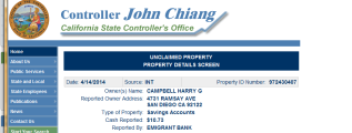 11 Unclaimed Money State of California